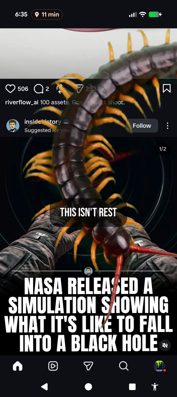 Crawling bugs creeping over a social media feed